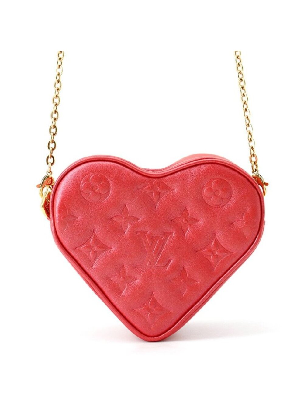 Louis Vuitton Chain Shoulder Bag Monogram Heart on Lambskin